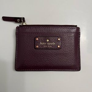 Kate Spade Jeanne Small Zip Coin Purse Card Holder Wallet- Ripe Plum